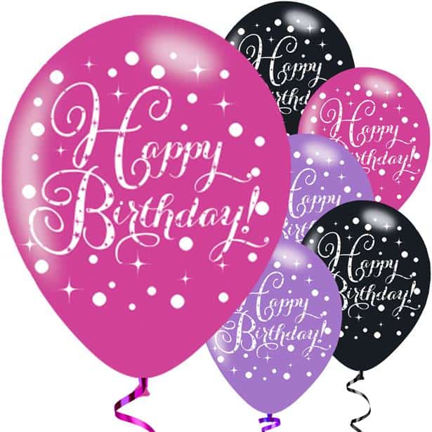 Happy Birthday Mix of 6 Sparkling Balloons • Party Sashes